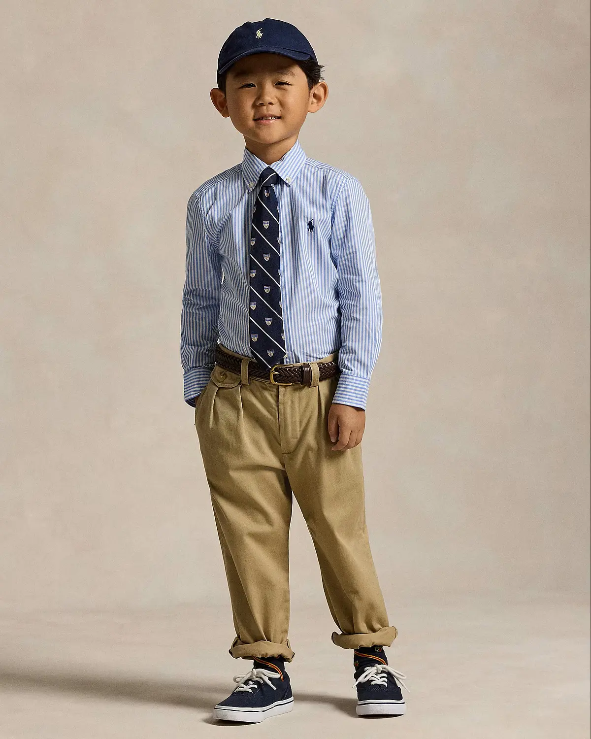 ralph lauen 男童網眼水藍襯衫