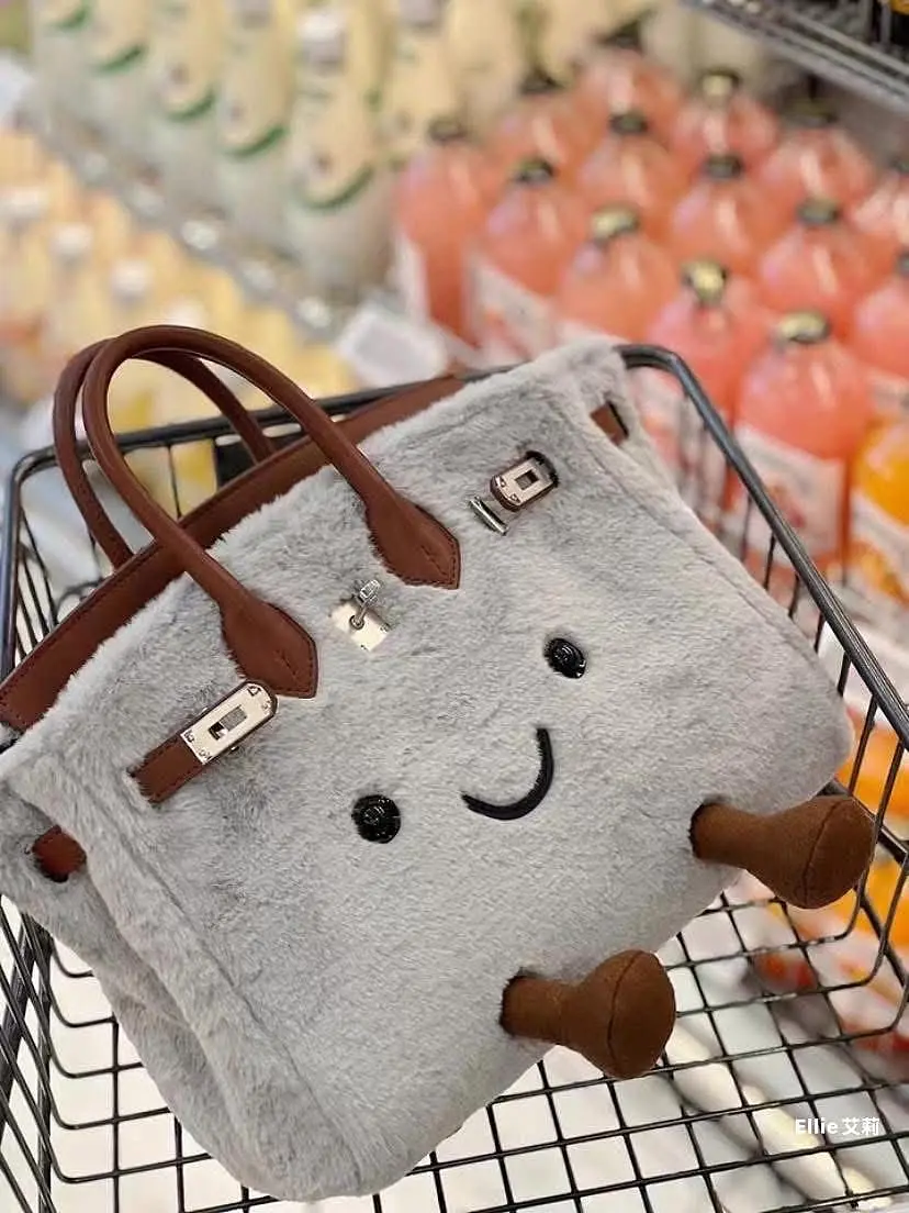 超萌關穎同款翻玩毛絨絨精靈bk鉑金包