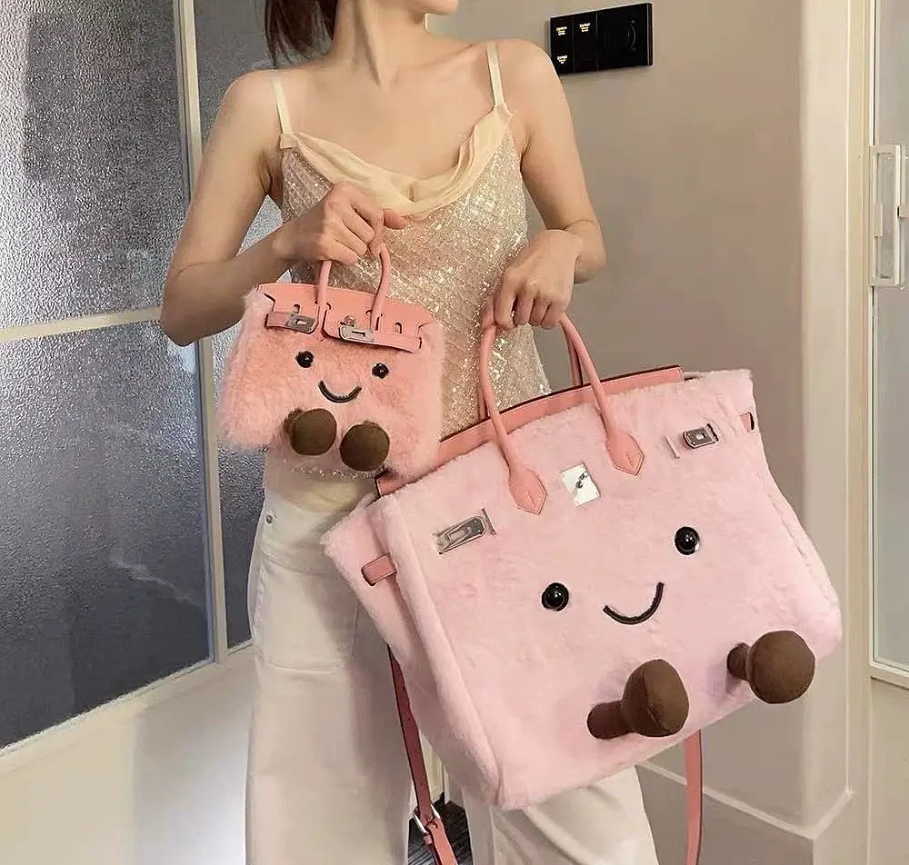 超萌關穎同款翻玩毛絨絨精靈bk鉑金包