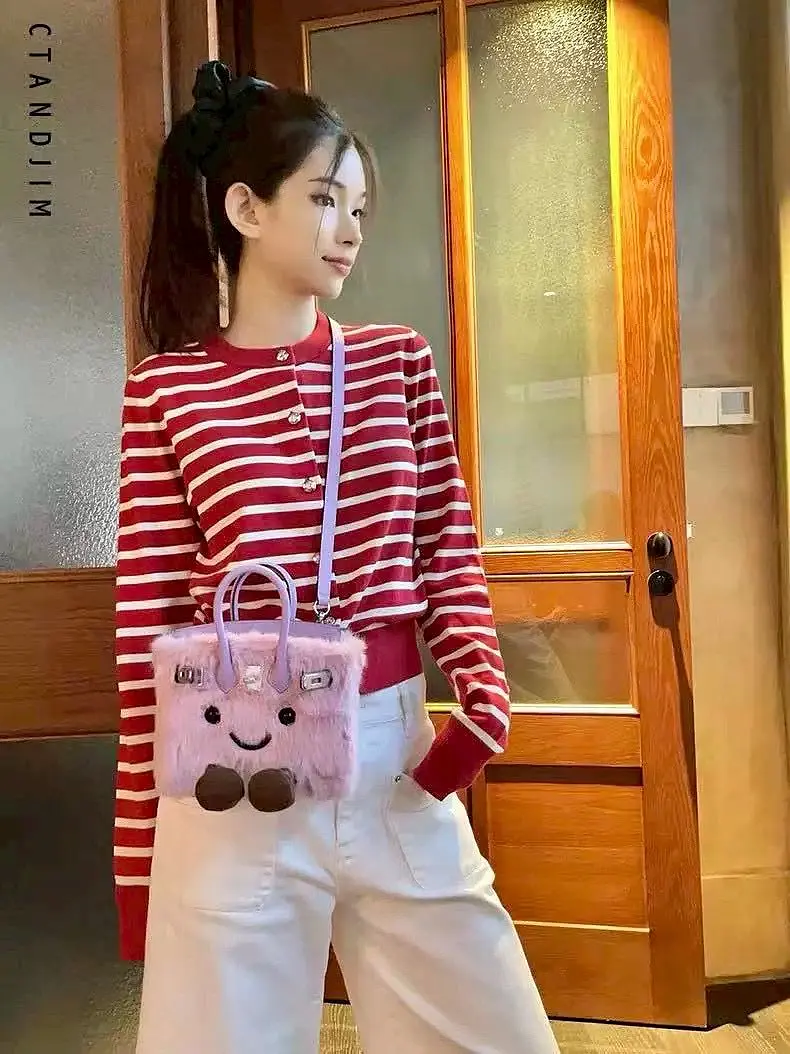 超萌關穎同款翻玩毛絨絨精靈bk鉑金包