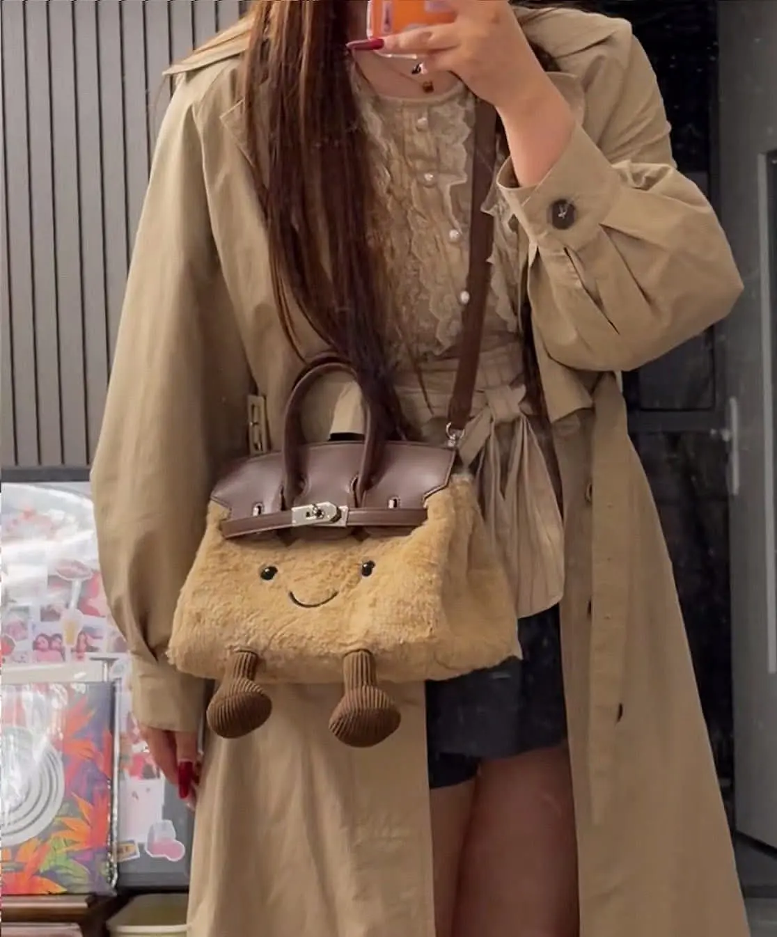 超萌關穎同款翻玩毛絨絨精靈bk鉑金包