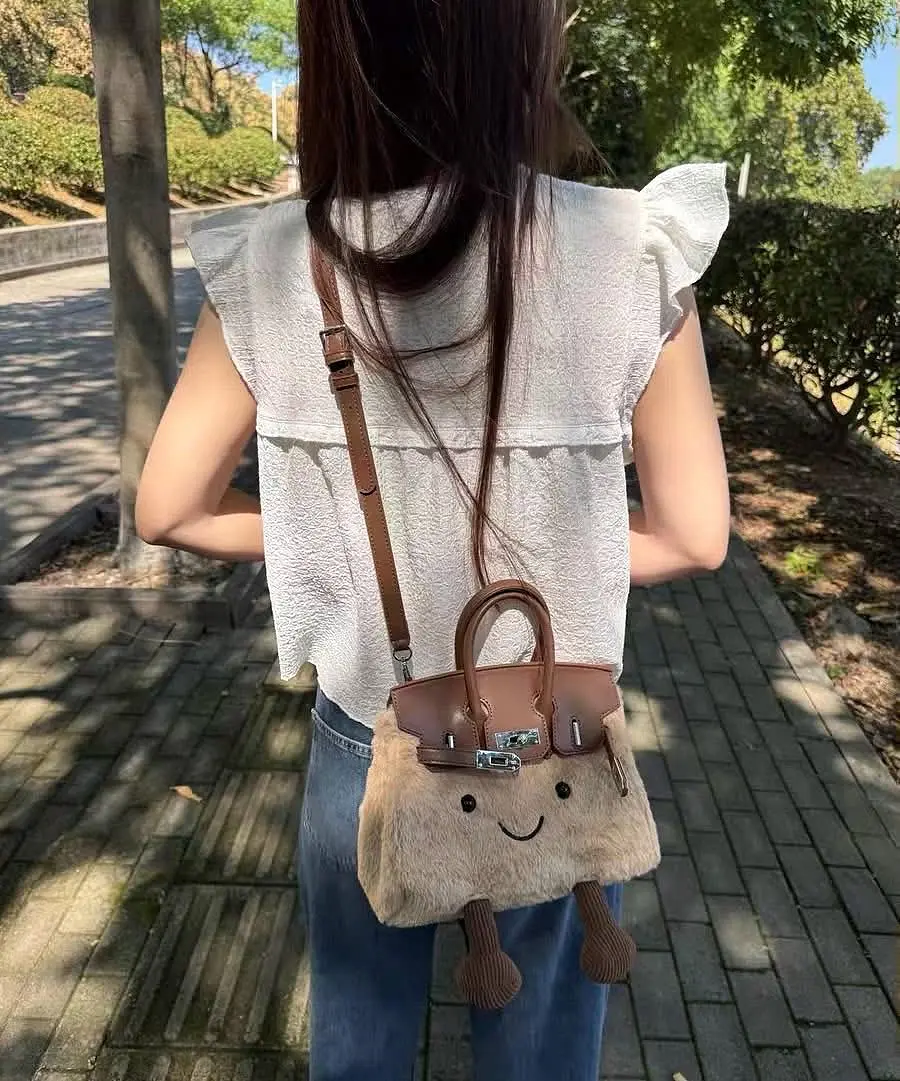 超萌關穎同款翻玩毛絨絨精靈bk鉑金包